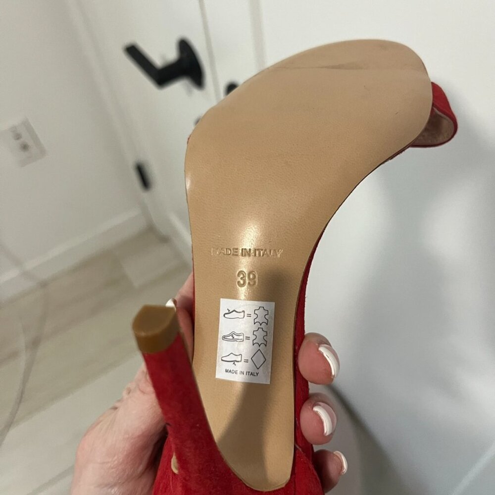 Federica Stela Red & Bow Leather Strappy Heels Size 39 - Picture 6 of 6